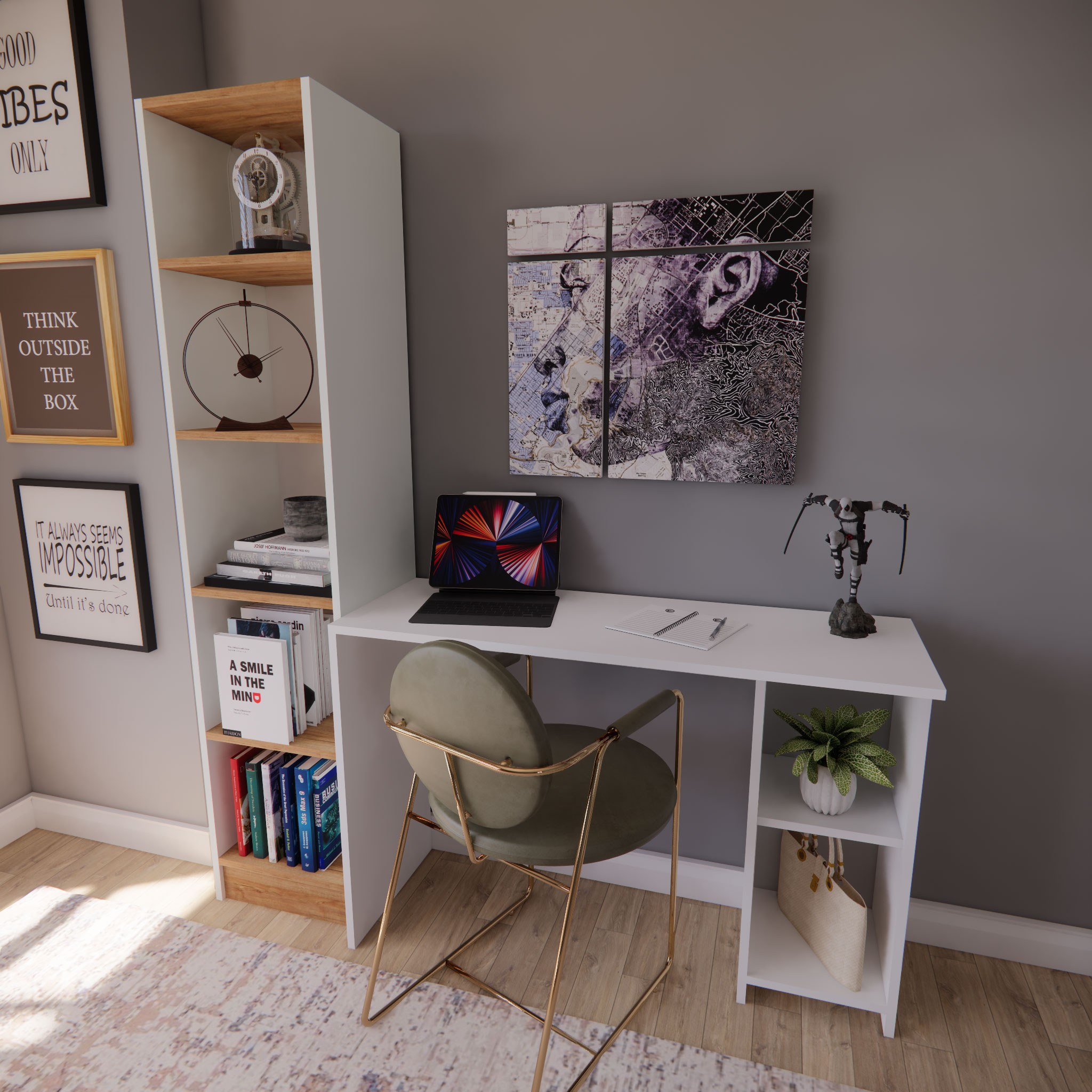 Hero Çalışma Masası 155 cm Beyaz MDF: Modern Ev Ofisler İçin En Doğru Seçim