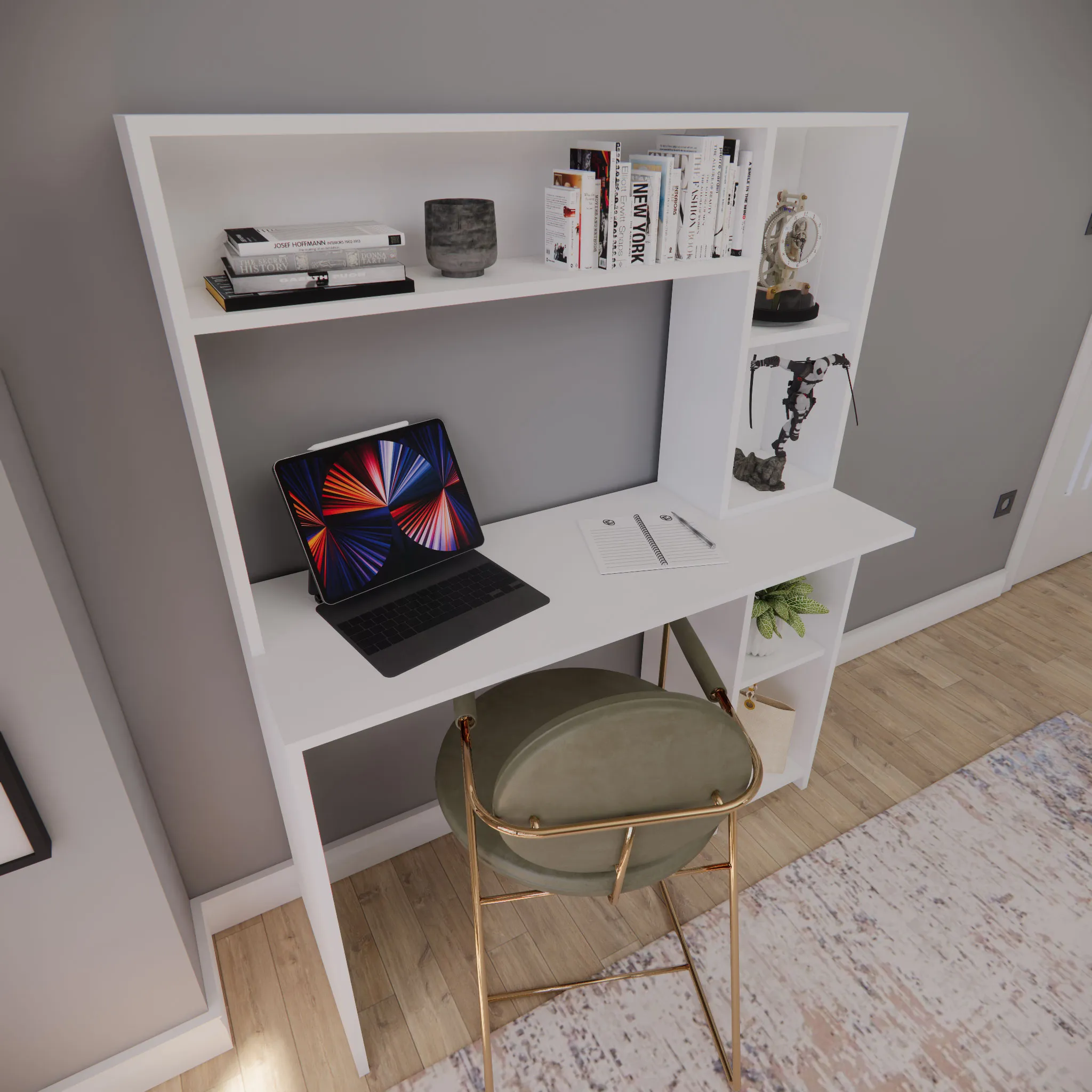 Beyaz Home Office Çalışma Masası MDF LAM