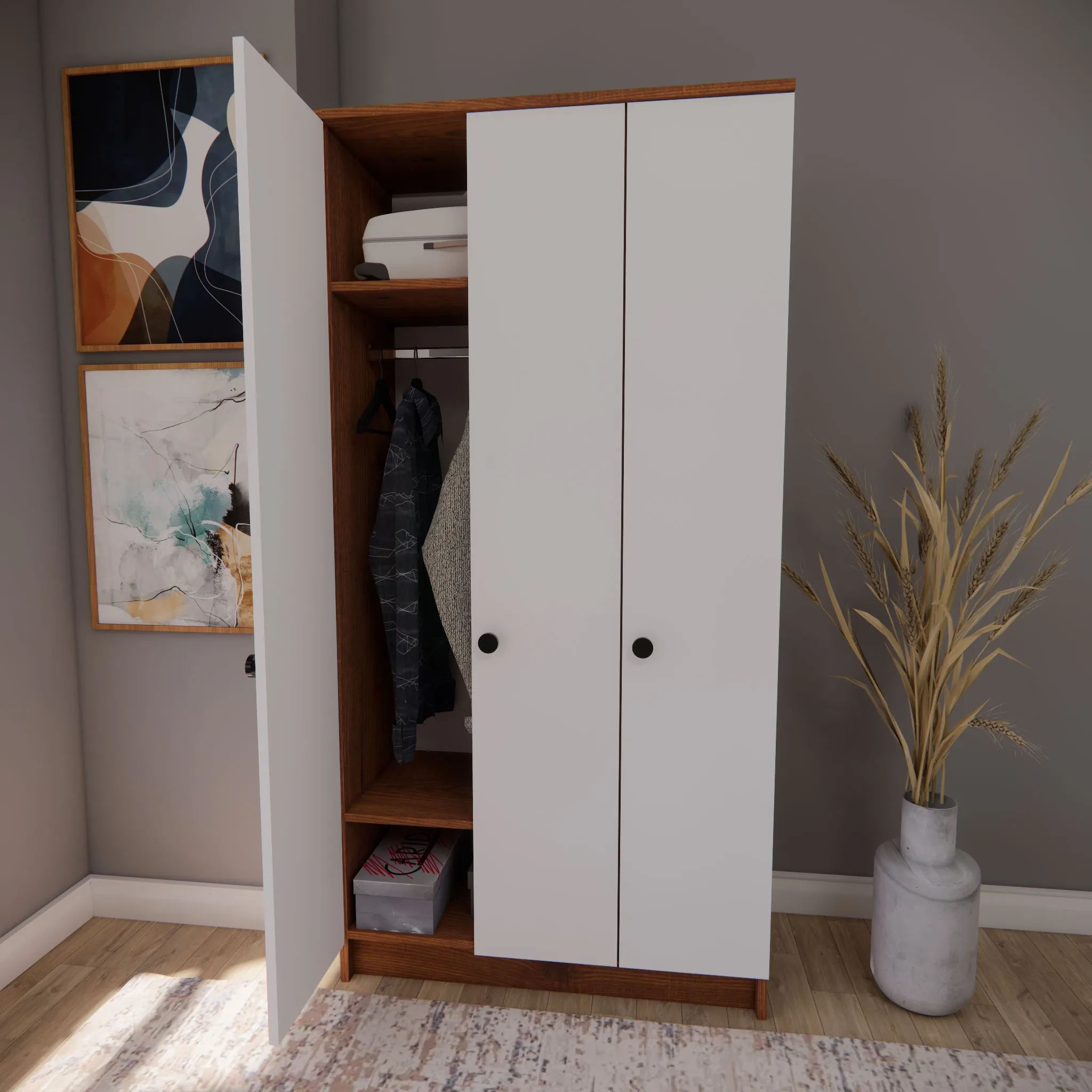 Loft 3 Kapaklı Dolap Modern Çam MDF