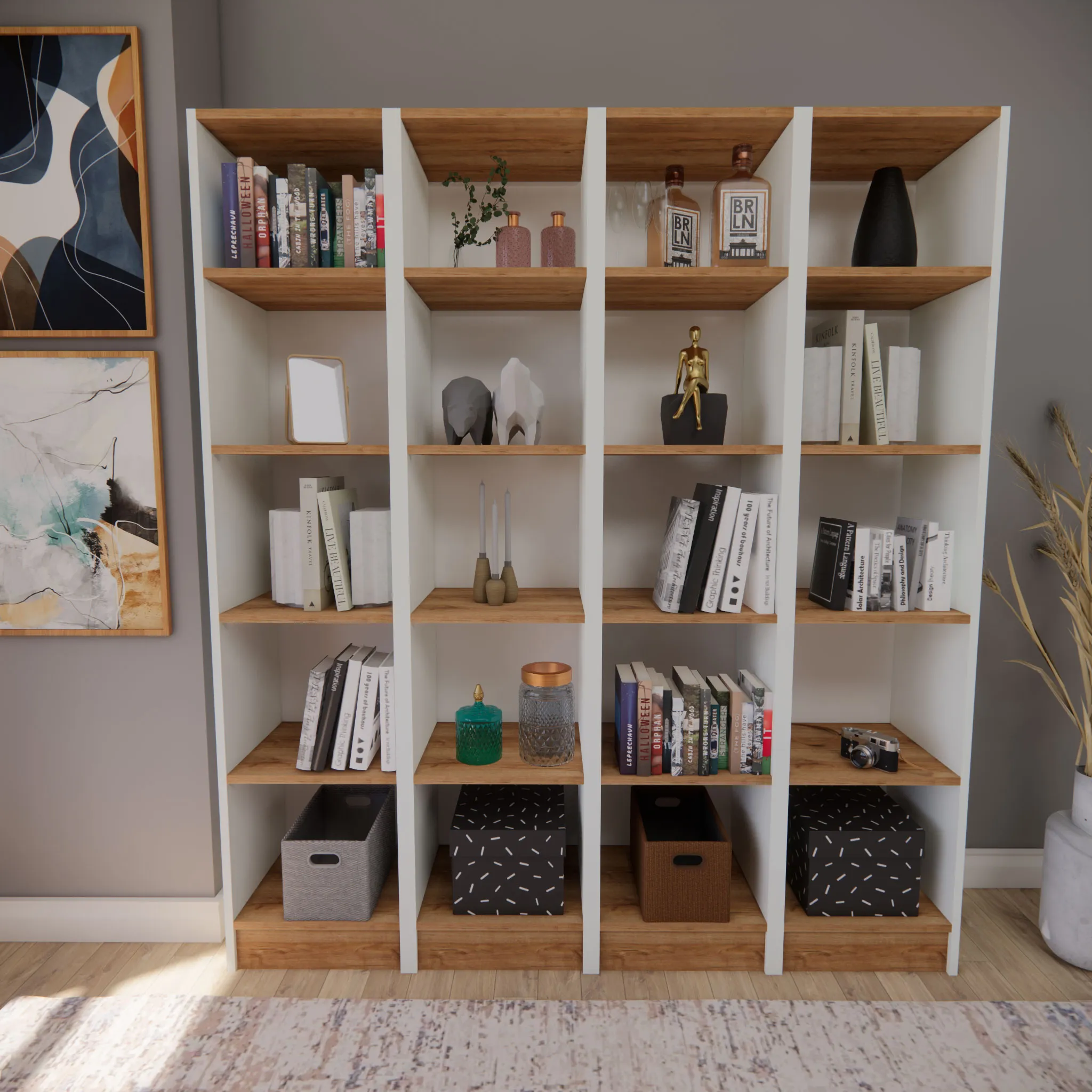 Lora Kitaplık Serisi 160x35x180 CM MDF LAM