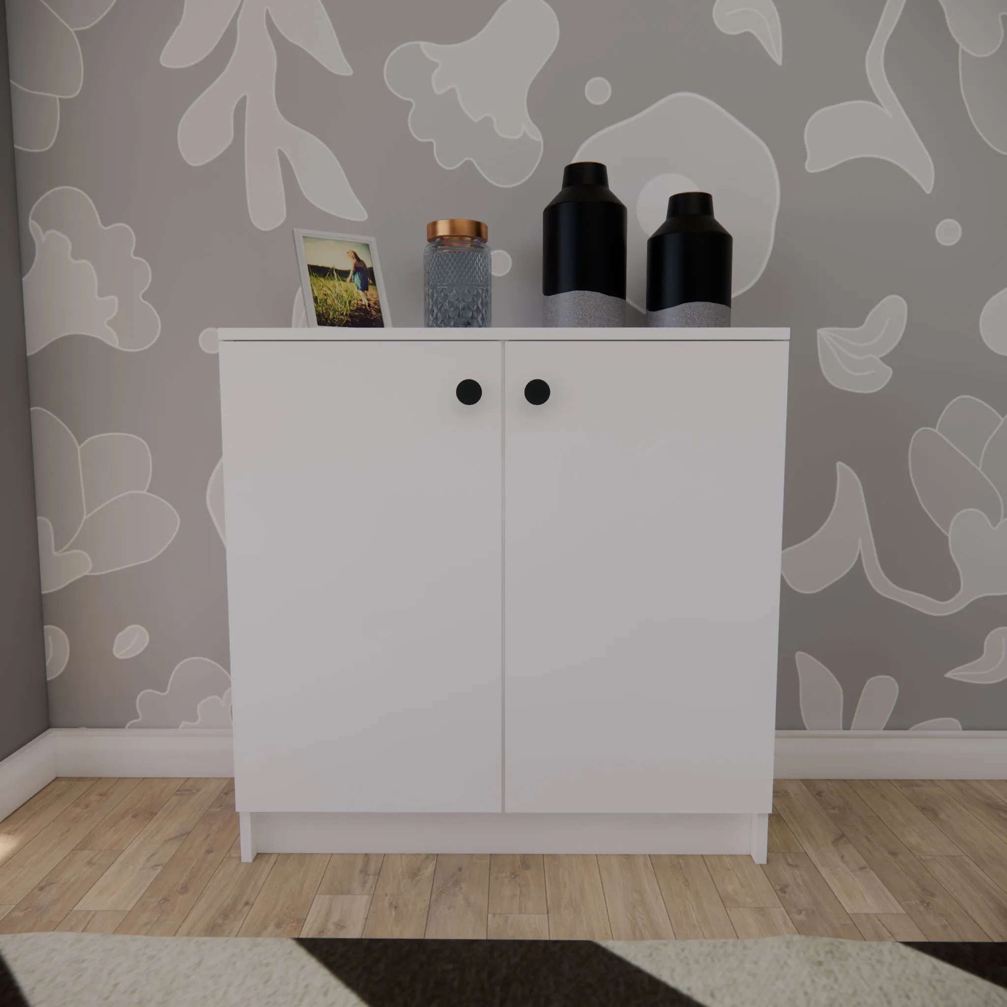 Kapaklı Çok Amaçlı Dolap 90x35 Beyaz  MDF LAM 